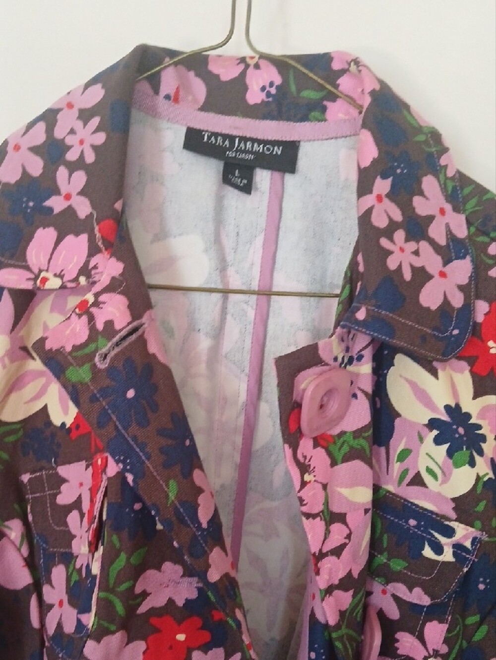 Tara Jarmon Pink Multi Floral Trench Coat - Picture 3 of 6